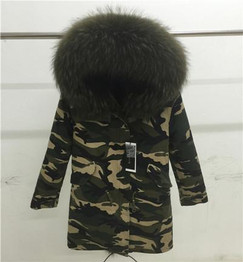 2016 women winter camo parkas large raccoon fur collar hooded coat outwear 2 in 1 detachable lining winter jacket brand style