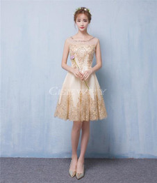 CEEWHY O-Neck Beaded Short Prom Dress Formal Gowns Short Evening Gowns Knee Length Cocktail Dress 2017 Homecoming Dresses