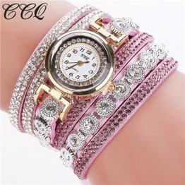 CCQ 2017 New Fashion Luxury Rhinestone Bracelet Women Watch Ladies Quartz Watch Casual Women Wristwatch Relogio Feminino C43