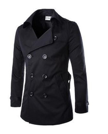 New 2017 Men Trench Coat Solid Turn-down Collar Double Breasted Fashion Slim Fit Casual Outerwear Mens Trench Coats 3 Color