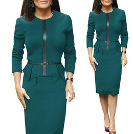 Vfemage Womens Autumn Elegant Vintage Peplum Belt Slim Wear To Work Office Business Casual Sheath Fitted Pencil Dress 4263