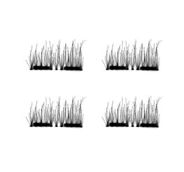 Popfeel 4pcs Easy Wear 3D Magnetic Eyelash False Eyelash Double Magnet Full Strip Magnetic Lashes Reusable Fake Eye Lashes