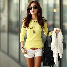 Poleras De Mujer Moda 2018 Slim Knitted Striped Cotton T Shirt Women Clothes Womens Long Sleeve Tops T-Shirts Tee Shirt Femme