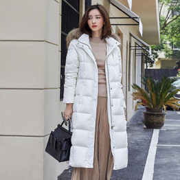 OMLESA 2017 Down Jacket Winter Jacket Women Natural Large Fur Collar Hooded Warm Thick Parks Female Duck Down Coat Outwear DQ059