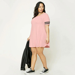 Kissmilk Big Size Fashion Women Clothing Casual Basic Solid Dress O-Neck Stripe Comfortable Dress Plus Size Dress 4XL 5XL 6XL