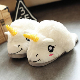 2 Style Children Adults Cartoon Warm Indoor Slippers Plush Unicorn Slippers for Grown Ups Home Slippers Kids Adult Shoes 1 Pair