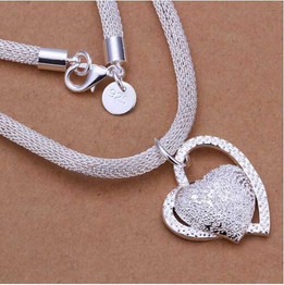 charms necklace 925 silver jewelry women heart pendant