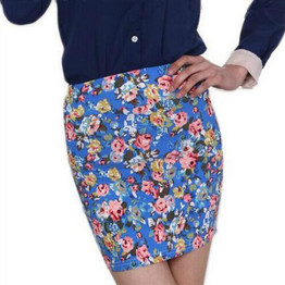 Vintag 2017 Office Lady Skirt Summer Women High Waist Elastic OL Short Mini Skirts Floral Sexy Pencil Skirt Female Bodycon Skirt