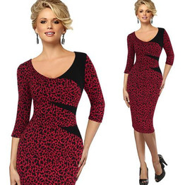 Vfemage Womens Vintage Stylish Ladylike Casual Patchwork 3/4 Sleeve O-Neck Bodycon Women Office Wear to work Pencil Dress 4435