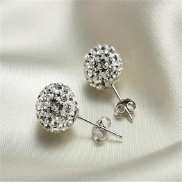 New 6MM 925 Sterling Silver Fashion  Ball Stud Earrings for Women Anti-allergy Fine Jewelry Women Gift Brand Ataullah EWC025