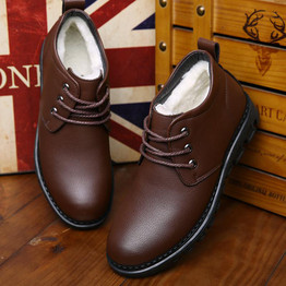 New 2017 Winter Shoes Men Warm Wool Boots Soft Leather Fashion Men's Ankle Boots Warm Shoes for Cold Winter K052