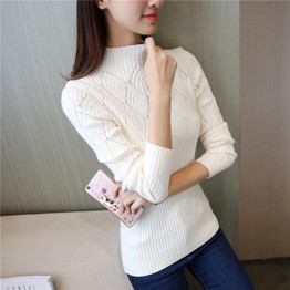 AOSSVIAO 2017 Autumn Winter Warm Tricot Jumper Pull Femme Ruffled Half Turtleneck Knitted Women Sweaters And Pullovers Female