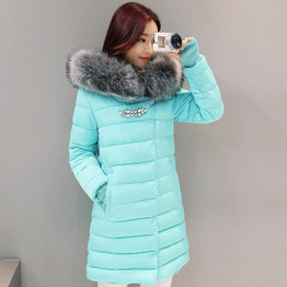 Refeeldeer 2017 Rhinestones Thick Warm Winter Jacket Women's Fur Hooded Parka Women Cotton Padded Female Jacket Winter Coat