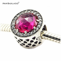 Radiant Hearts Cerise Crystal &amp; Clear CZ Berads Sterling-Silver-Jewelry Fit Original Bracelet Beads For Woman DIY Wholesale