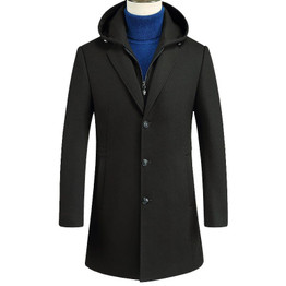 KOLMAKOV 2017 new winter high quality men's long wool trench coat,30% woolen Casual hooded Thicker warm jacket men.size M-3XL.