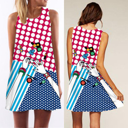 2017 Fashion Boho Women Sleeveless Party Evening Summer Beach Sundress Mini Floral Dress