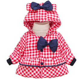 2017 Fashion Baby Girl Winter Coat clothes Cotton Bow Hooded Coat Thick Warm Outwear Clothes baby girl clothes baby Clothing