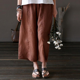 Stretchy High Waist Wide Leg Pants Women Plus Size Vintage Casual  Linen Harem Pants Trousers Pantalon Femme 2017 New Fashion