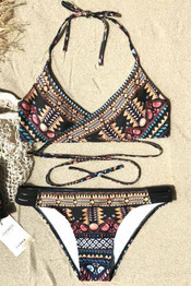 Chicnico Cute Boho Cross Multi Color Bikini Set