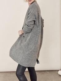 Chicnico Casual Knit Solid Color Loose Cardigan Coat