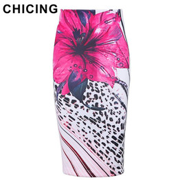 CHICING Fashion Pink Flower Leopard Print Midi Pencil Skirt Women 2017 Stretch High Waist Sexy Bodycon Tube Skirt Saias A1609012