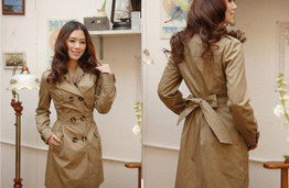 Trench Coat for Women 2017 Fashion Turn-down Collar Slim Fit Cotton Double Breasted Spring Coat Ladies Coat 3 Color