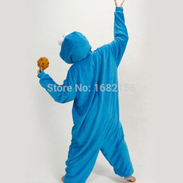 New Flannel Adult Animal Onesie Cookie Monster Pajamas Disfraces For Unisex Sleepsuit Sleepwear Pyjamas