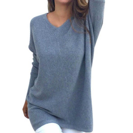 New Female Fashion Knitting Dresses V-Neck Loose Long Pullover 2017 Women's Autumn Winter Dresses Pullovers Knitted Dress GV382