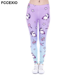FCCEXIO Autumn New Fashion Women Leggings Unicorn And Sweets 3D Printed Leggins Fitness legging Sexy Slim High waist Woman pants