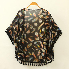 Beach boho kimono Fashion Women Summer Chiffon Vintage Blouse  Floral Printed Boho Kimono Cardigan Beach Outwear Blusas Tops