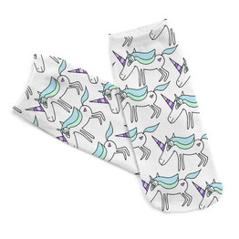 Unicorn Prints Cute Doodle Prints Cotton Socks For Women Spring Summer Funny Socks Lovely Animal White Socks