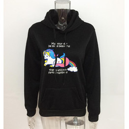 Unicorn Print Hooded Hoodies Sweatshirts Women 2017 Autumn Long Sleeve Casual Hoodies Hooded Pullover Sweatshirt Outwear
