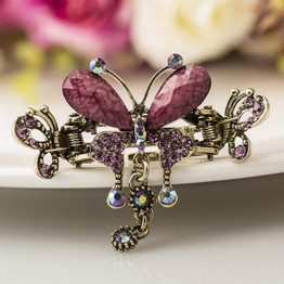 Vintage Women Elegant gem Butterfly Flower Hairpins Hair Barrette Clip Crystal Butterfly Bow Hair Clip Hair Accessories