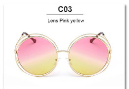 Vintage Round Big Oversized lens Mirror Brand Designer Pink Sunglasses Lady Cool Retro UV400 Women Sun Glasses Female KQW123