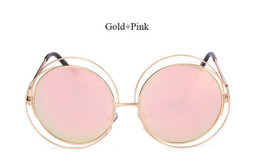 Vintage Round Big Size Oversized lens Mirror Brand Designer Pink Sunglasses Lady Cool Retro UV400 Women Sun Glasses Female