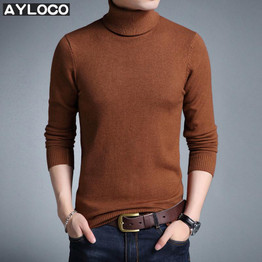 High Quality New 2017 Autumn Winter Youth Fashion Turtleneck Sweater Men Knitted Sweater High Elastic Mens Sweaters And Pullover