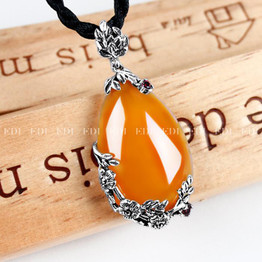 EDI Retro Royal Garnet Gemstone 100% 925 Sterling Silver Natural Chalcedony Pendant Necklace Female Fine Jewelry