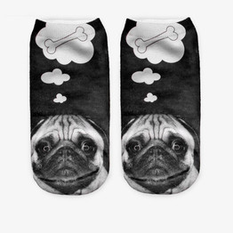 Dog Socks 3D Printing Female Socks Women Low Cut Ankle Socks Calcetines Mujer Casual Hosiery Printed Sock 707