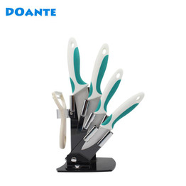 DOANTE Brand New Arrival Ceramic Knife Set Top Quality Kitchen Knives Set White Blade 3" 4" 5" 6" Inch + Peeler + Knife holder