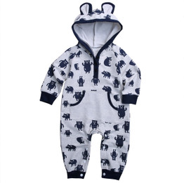 0-18M Newborn Infant Baby Boy Girl Kids Clothes Cotton Long Sleeve Hooded Romper Jumpsuit Outfit
