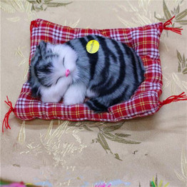 (YNYNOO) Lovely Simulation Animal Doll Plush Sleeping Cats Toy with Sound Kids Toy Birthday Gift Doll Decorations stuffed toys