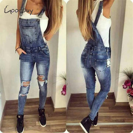 Goodbuy 2017 Summer Women Denim Jumpsuits Sleeveless Romper Women Overalls Sexy Jeans Office Casual Hole Pocket Pencil Playsuit