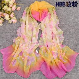 Hot Sale 2016 New Long Soft  Ladies Floral Print Chiffon Shawl And Scarves For Women