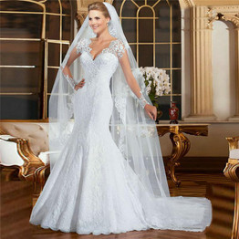 2017 New Vestido De Noiva  Appliques Mermaid Sexy Long Sleeve See Through Lace Bridal Gown Wedding Dresses