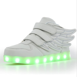 2017 New usb charging glowing sneakers Kids Running led angel's wings kids with lights up luminous shoes girls' boys' shoes