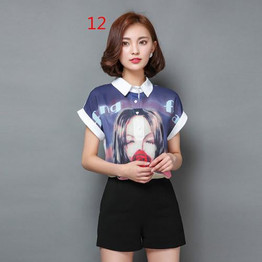 Bamskarosa Blusas New Summer Blouse Women Chiffon Print Elegant Female Loose Shirt Ladies Casual Women Shirts Camisa Feminina