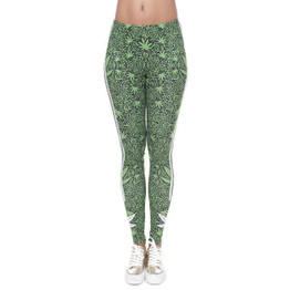 Fashion Stretch Leggings Weeds White Stripes Printing Fitness legging Sexy Silm legins High Waist Trouser Women Pants