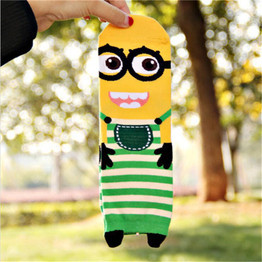 Hot sale! women cartoon socks autumn-winter colorful cotton funny soks cute little Minions cartoon lady and women's socks