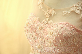 floor length formal evening dress gown 2015 new Elegant pink A-line lace chiffon maxi long dress women weddings prom party dress