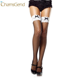 Chamsgend Newly Design Women Sexy Stocking Mesh Fishnet White Lace Bow Tigh High Stockings 160616 Drop Shipping